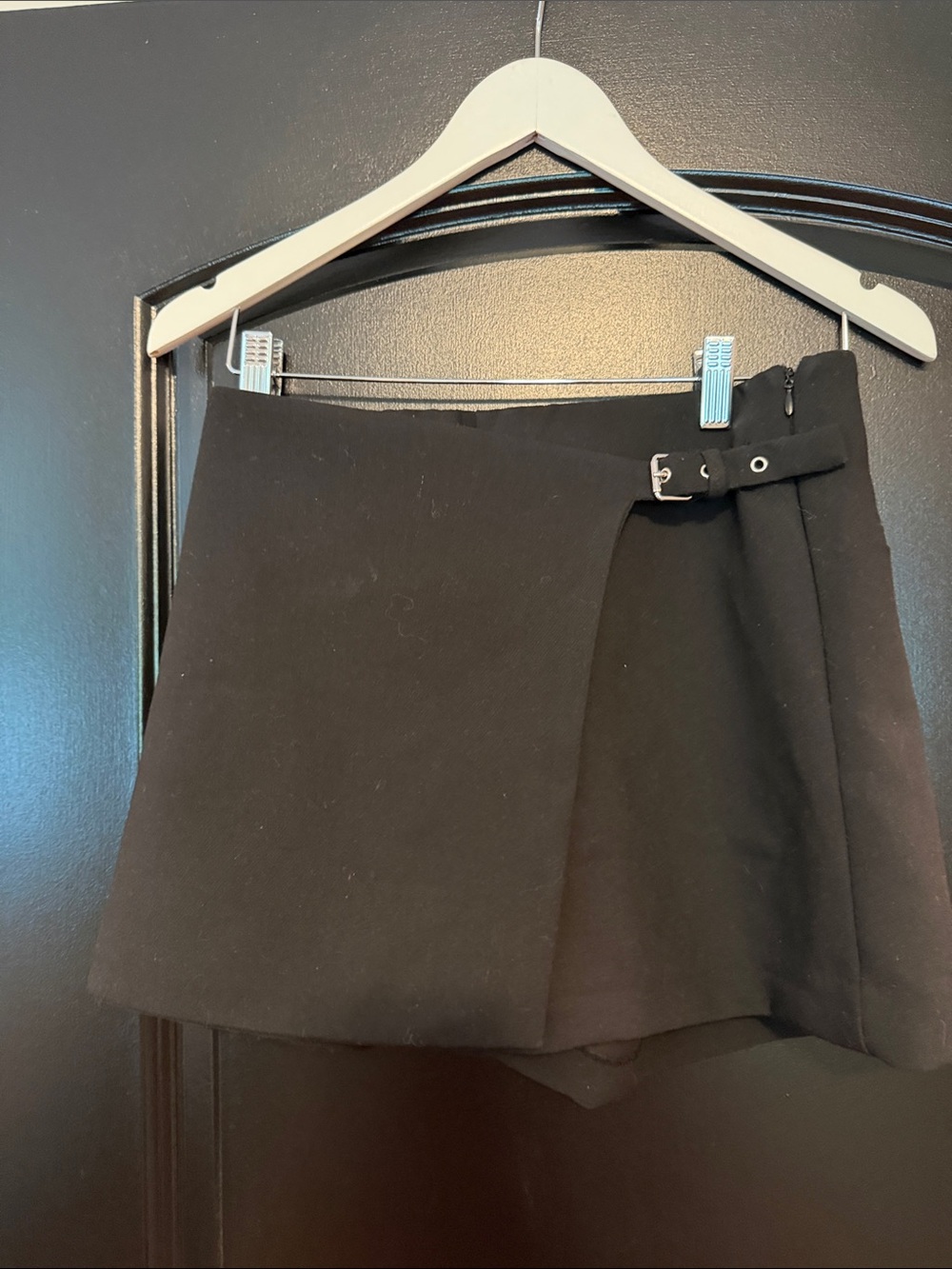 Zara Black Skort with Side Buckle Detail